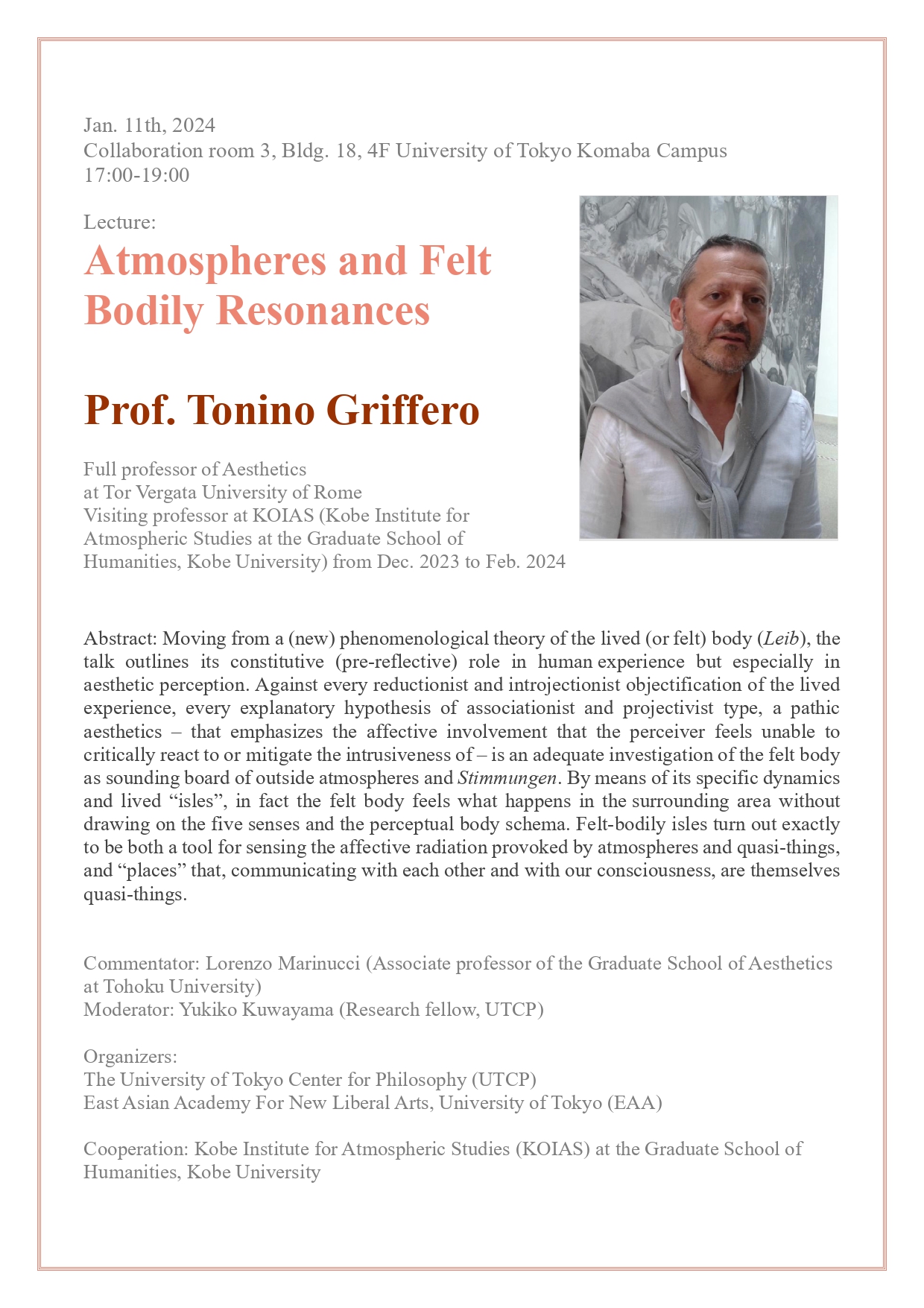 Atmospheres and Felt Bodily Resonances-Prof. Tonino Griffero