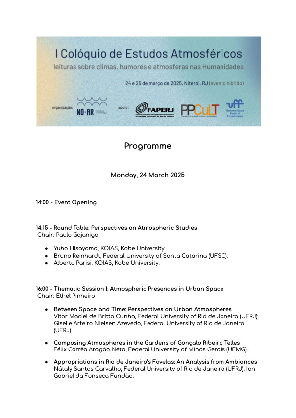 Atmospheric Studies Colloquium, March 24-25, Niteroi, Brazil