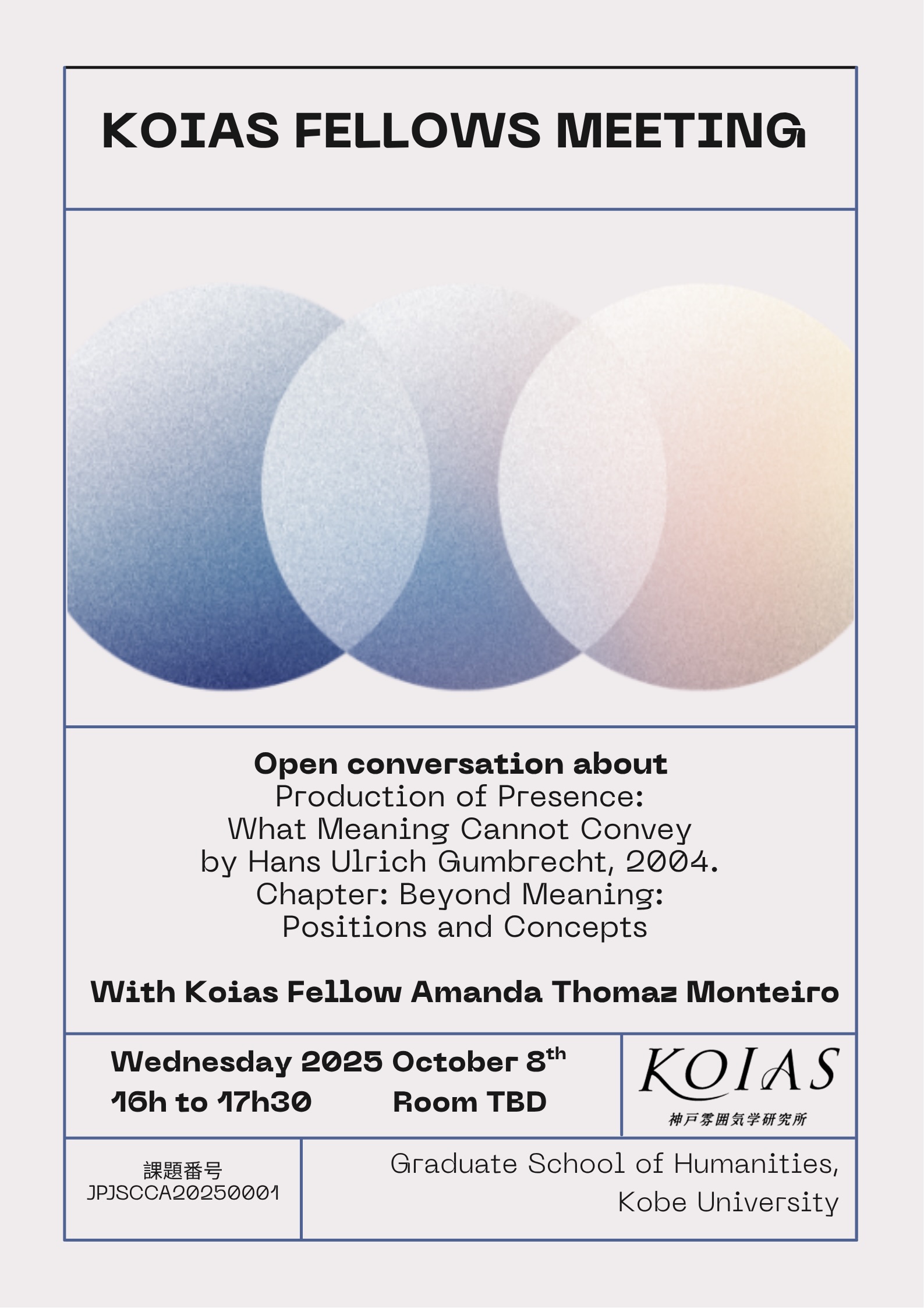 KOIAS Fellows Meeting with Amanda Thomaz Monteiro on Gumbrecht - October 8,2025